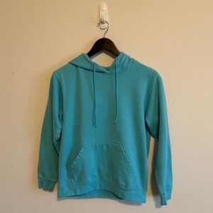 Men's Teal Pullover Hoodie - Casual Solid Hooded Sweatshirt